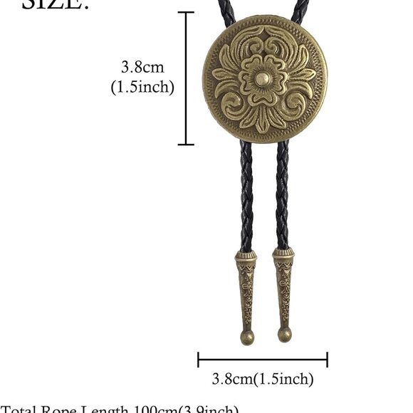 Bolo tie for Men Western Cowboy Native American Leather Necktie Accessories Bolo - Picture 2 of 6